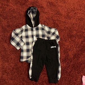 Plaid Hoodie and Black Joggers Set
